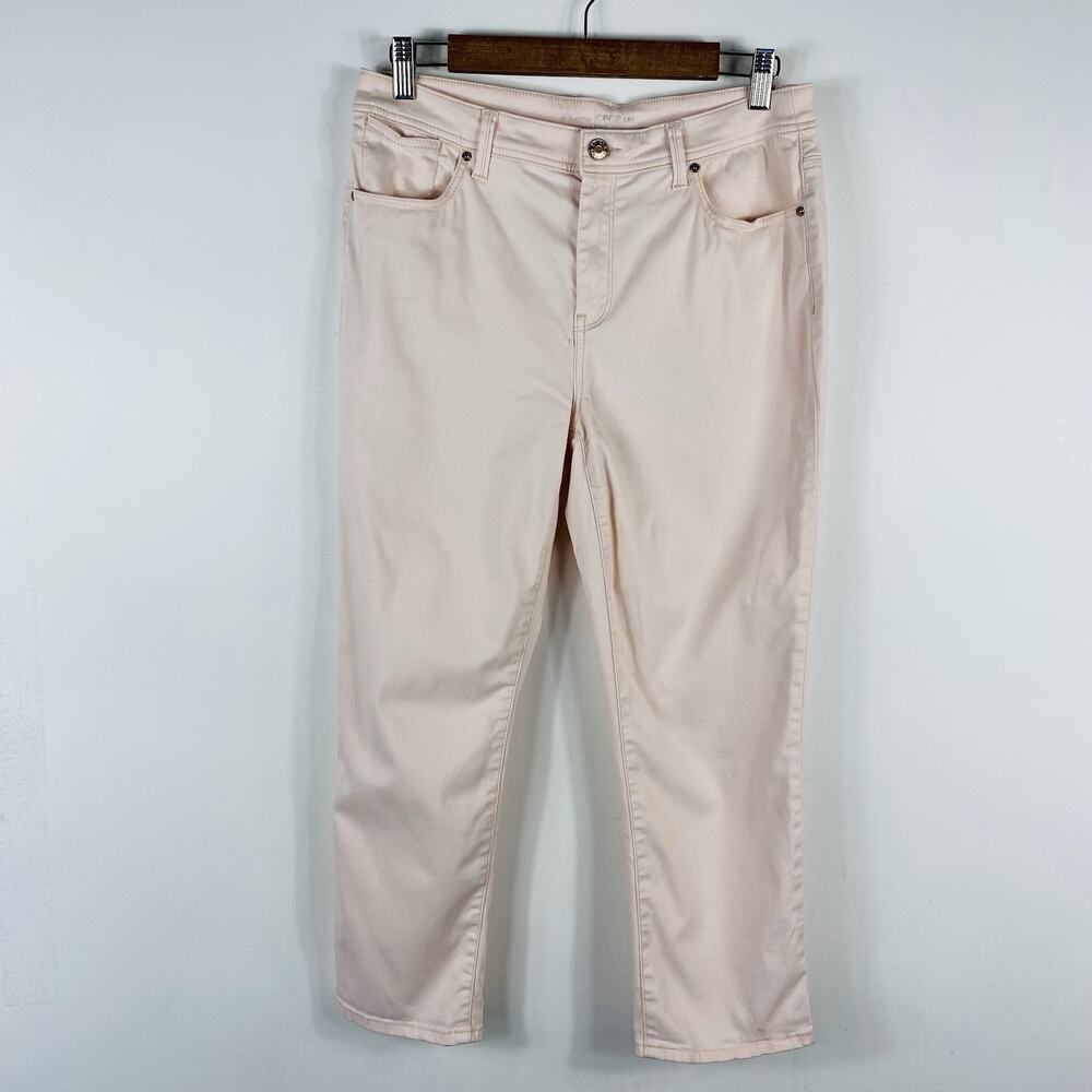 Chico's Size 6 0.5 Platinum Sateen Slim Crop Jeans Pink